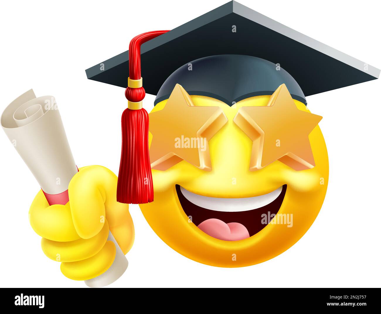 Emoji Graduate College Star Eyes Cartoon Emoticon Illustrazione Vettoriale