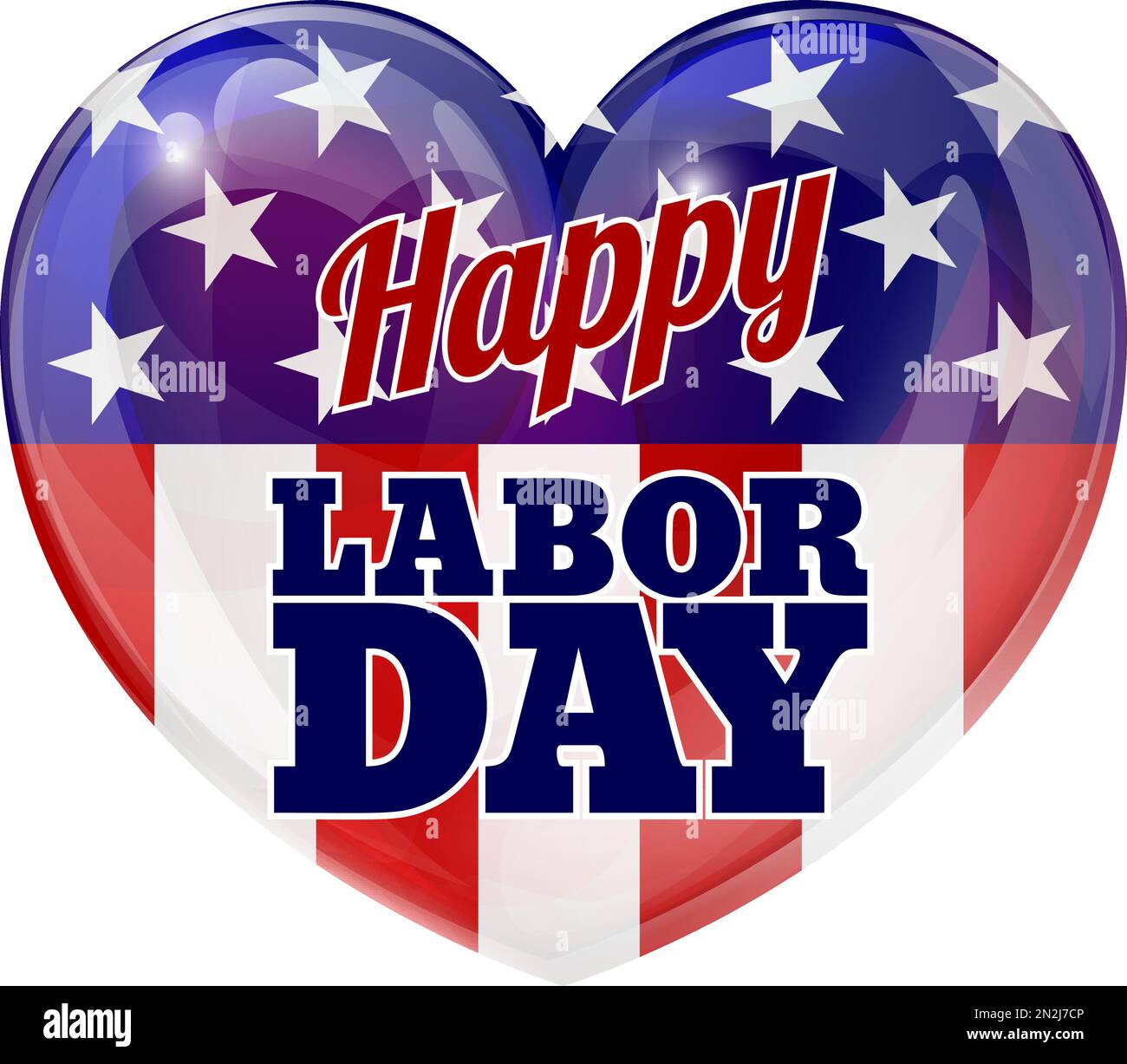 Happy Labor Day American Flag Heart Design Illustrazione Vettoriale