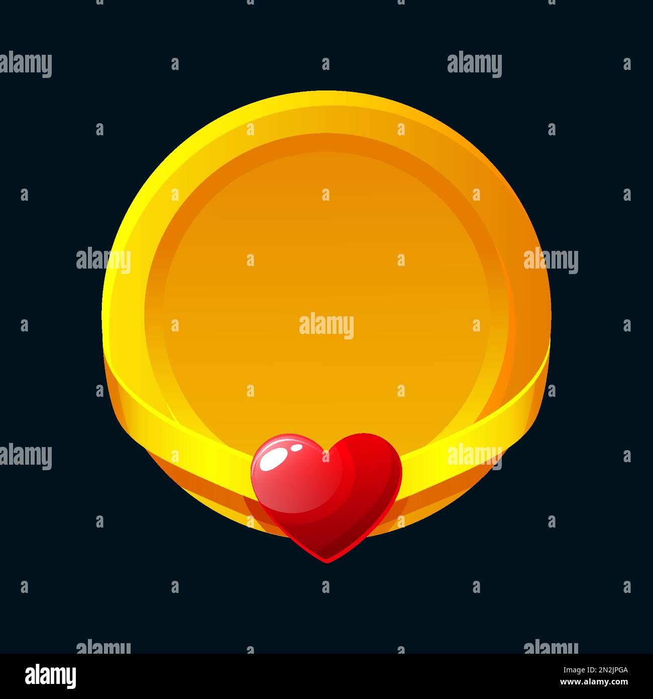 Golden game avatar frame premio badge ui icona con cuore Illustrazione Vettoriale