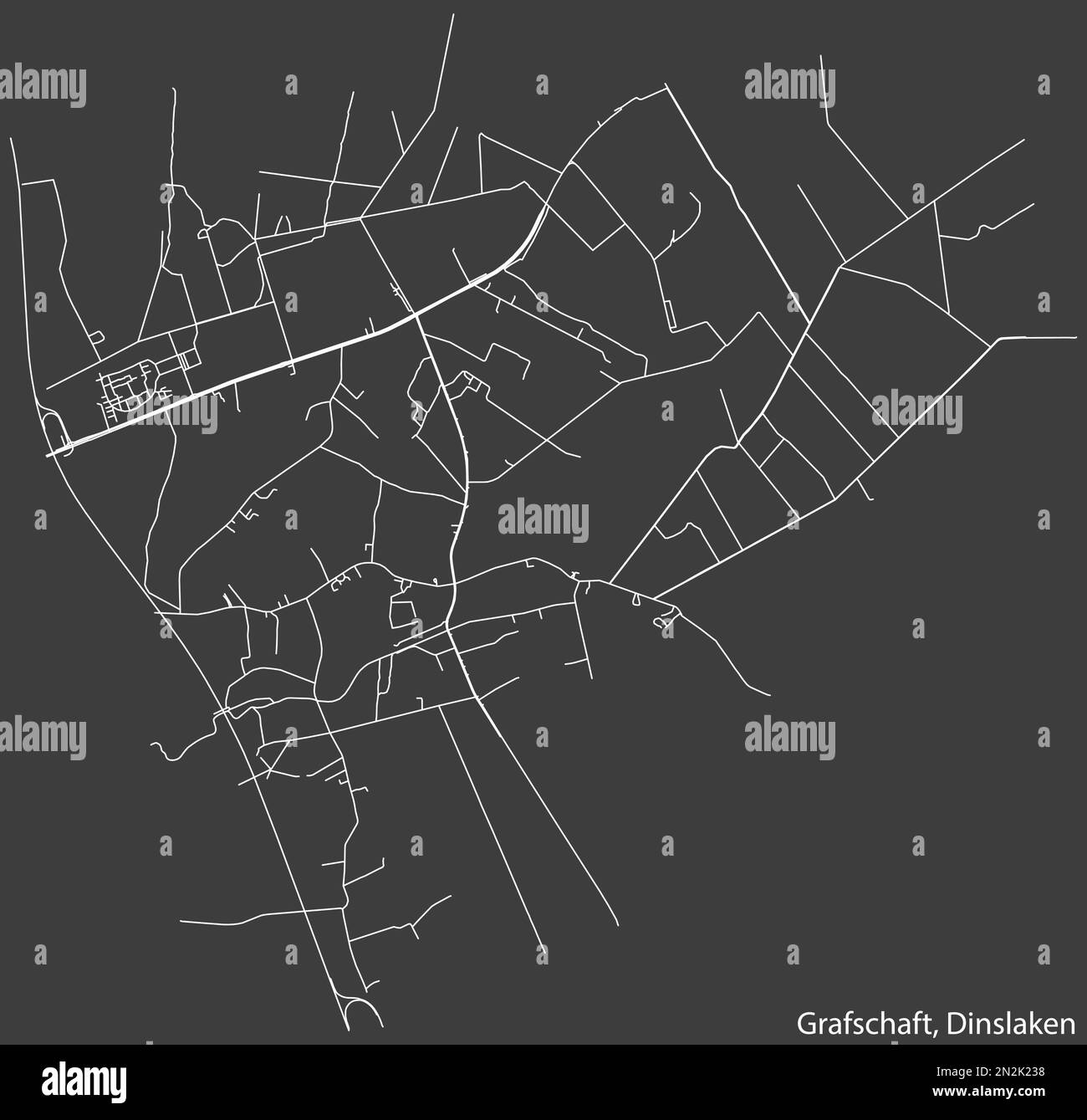Mappa stradale del BOROUGH DI GRAFSCHAFT, DINSLAKEN Illustrazione Vettoriale