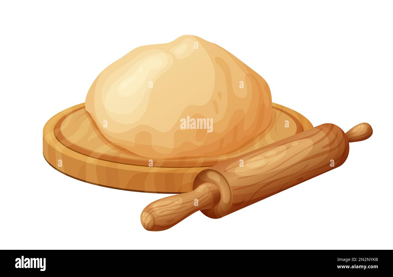 Pasta fresca cruda per panino. Pane gustoso fatto in casa. Cartone animato  di legno cucina rolling pin. Illustrazione vettoriale per menu, caffè,  ristorante Immagine e Vettoriale - Alamy