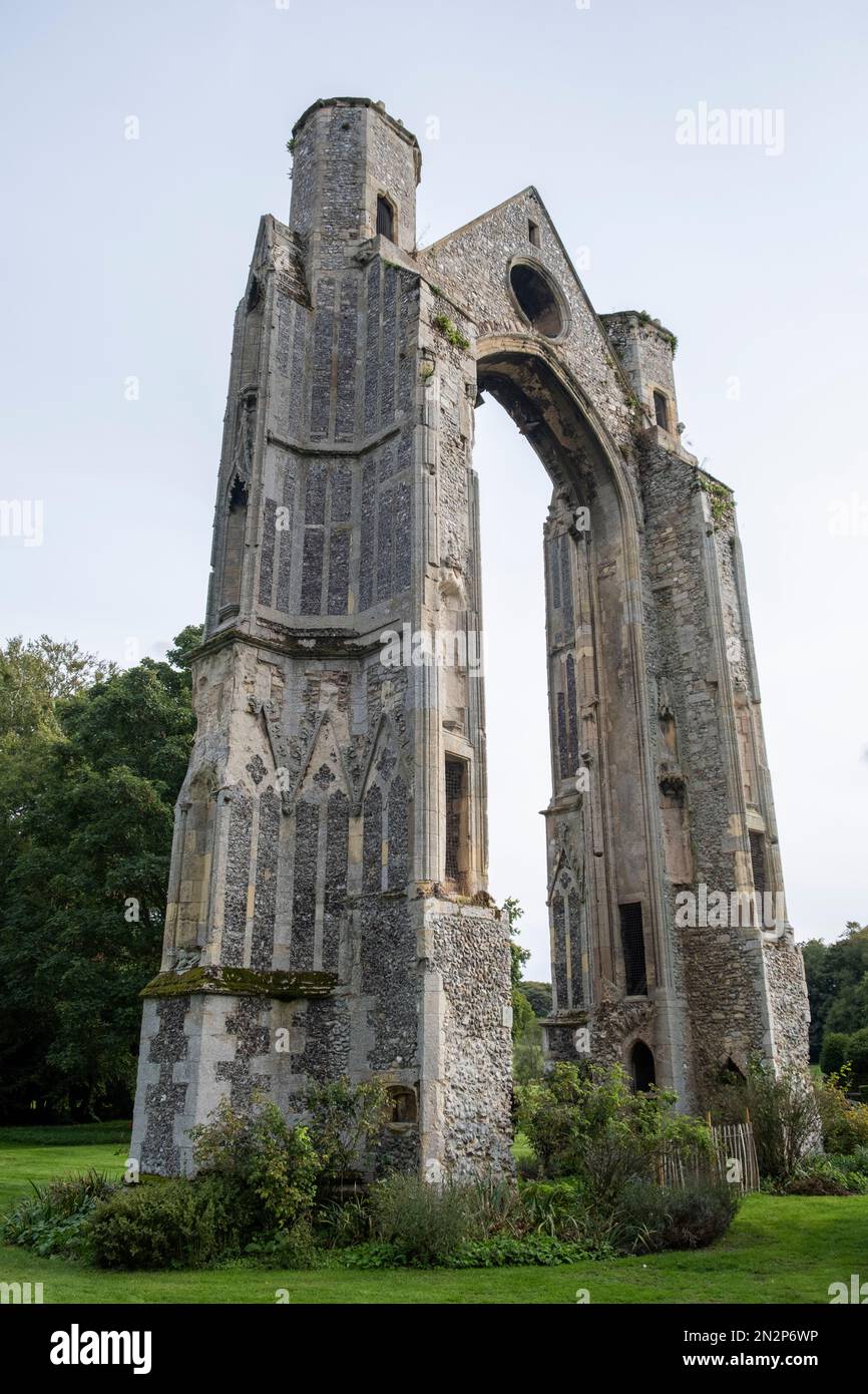 Regno Unito, Norfolk, Walsingham, finestra orientale del priorato agostiniano dell'Annunciazione della Beata Vergine Maria rovinata nel XIV secolo Foto Stock