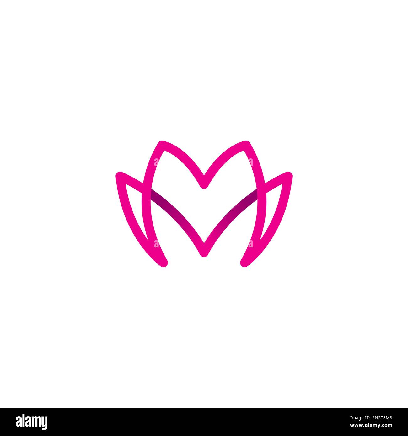 M Design con logo Lotus Line. Icona Lotus Illustrazione Vettoriale