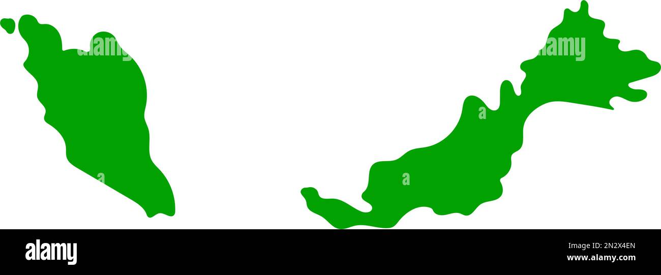 Icona della mappa della Malesia. Penisola malese e Borneo. Vettore modificabile. Illustrazione Vettoriale