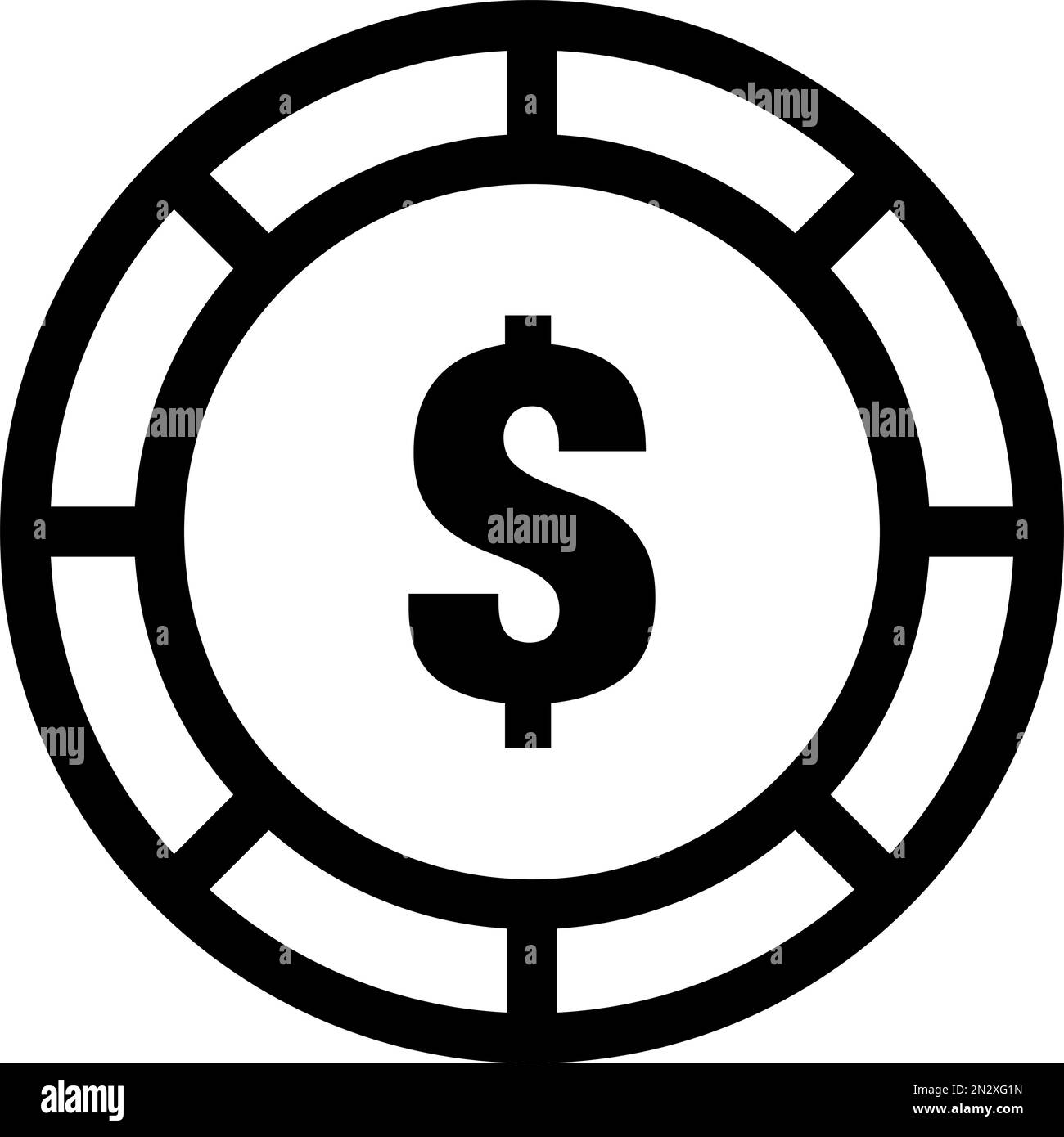 Icona semplice del chip del casino del dollaro. Vettore modificabile. Illustrazione Vettoriale