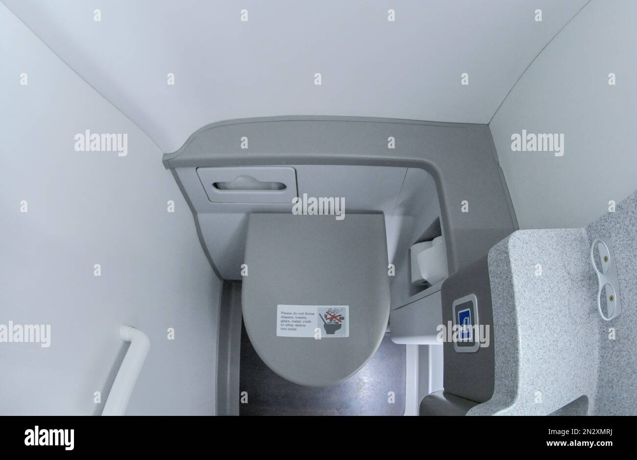 Toilette, Flugzeug Foto Stock