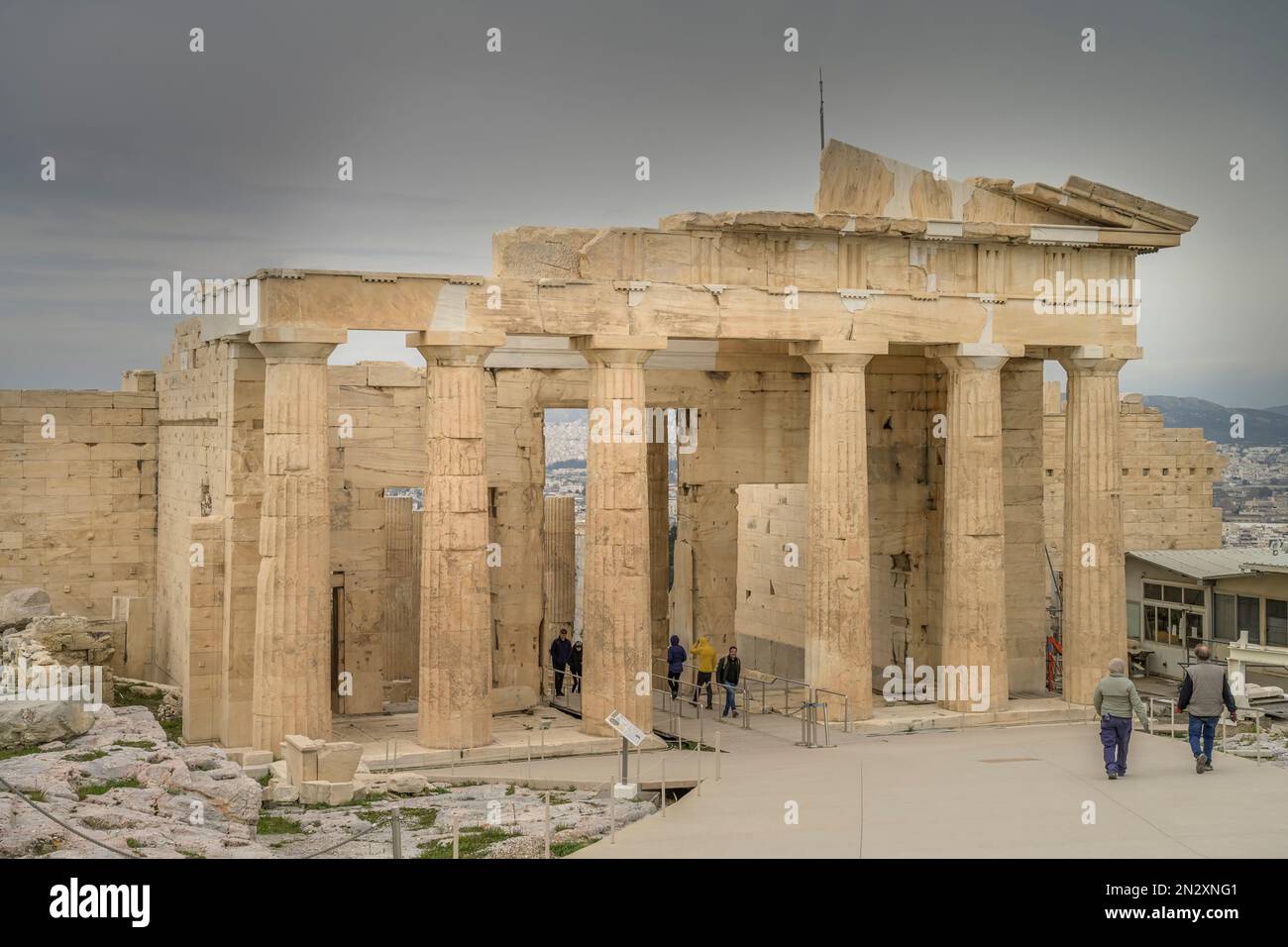 TORBAU Propyläen, Akropolis, Athen, Griechenland Foto Stock