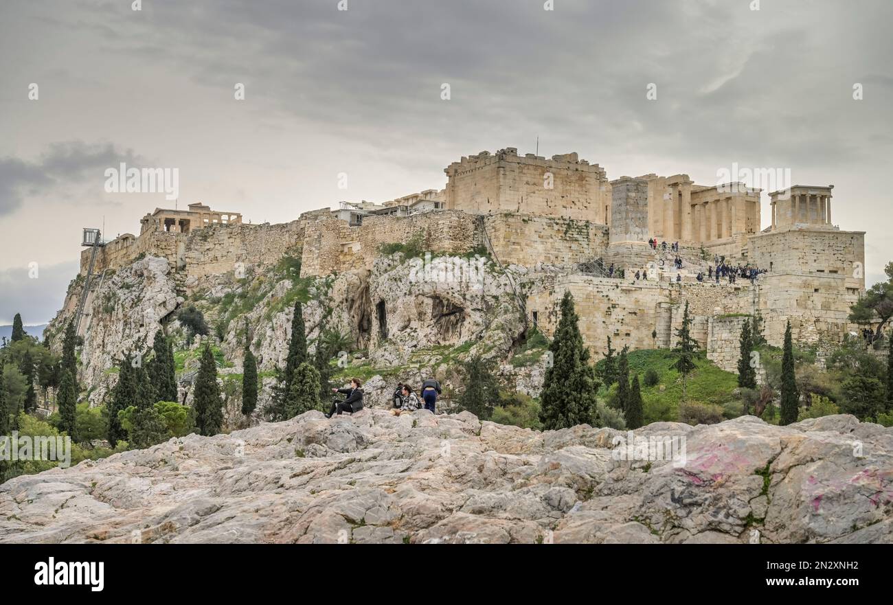 Nordwestseite, Akropolis, Athen, Griechenland Foto Stock
