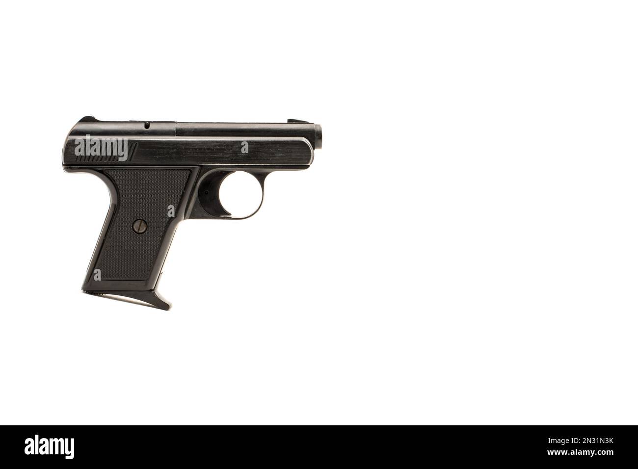 pistola su sfondo bianco isolato Foto Stock
