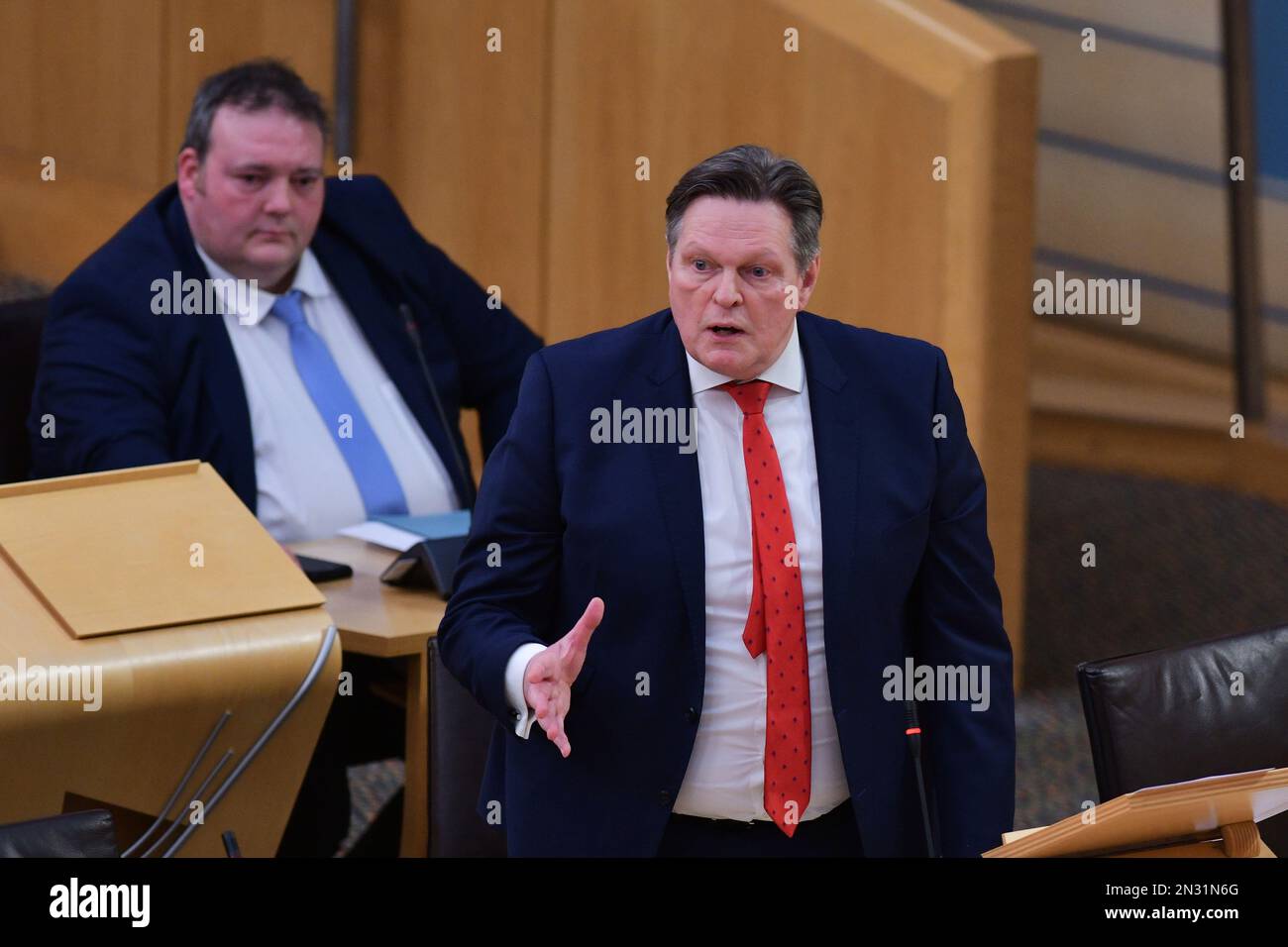 Edimburgo Scozia, Regno Unito 07 febbraio 2023.Stephen Kerr al Parlamento scozzese. credito sst/alamy notizie dal vivo Foto Stock