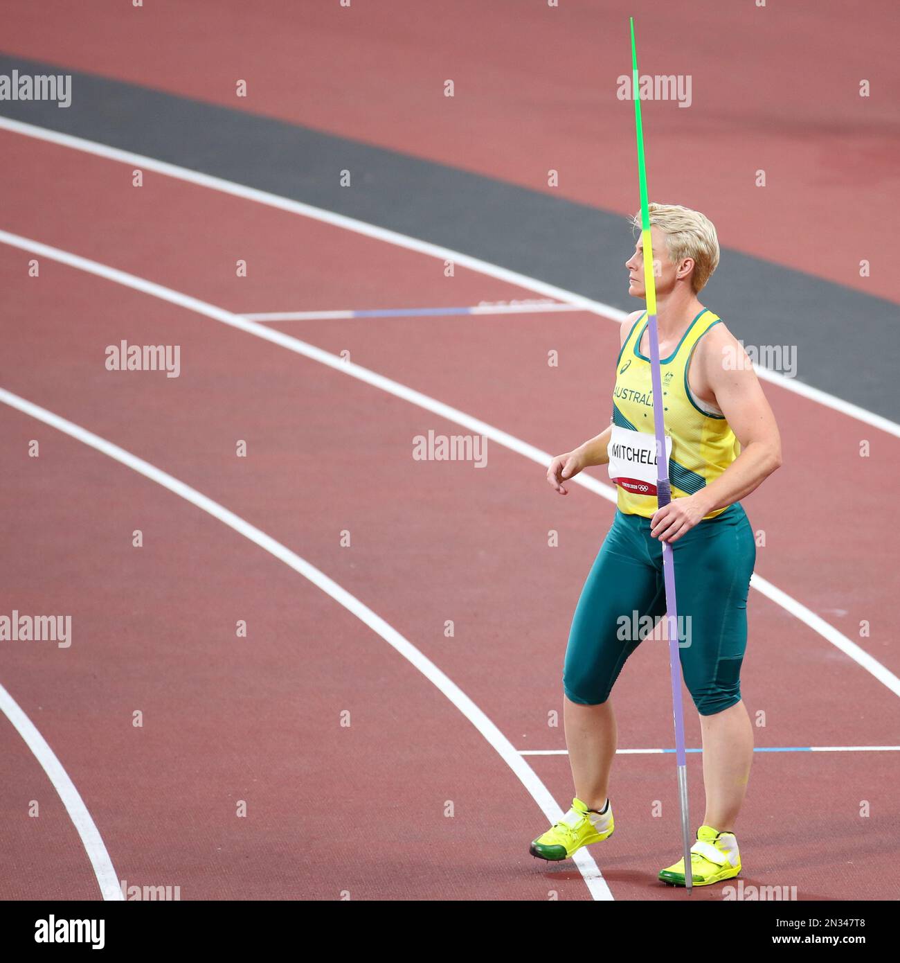 06 AGOSTO 2021 - Tokyo, Giappone: Kathryn Mitchell of Australia nella finale di lancio di Javelin femminile di atletica ai Giochi Olimpici di Tokyo 2020 (Foto: Mickae Foto Stock