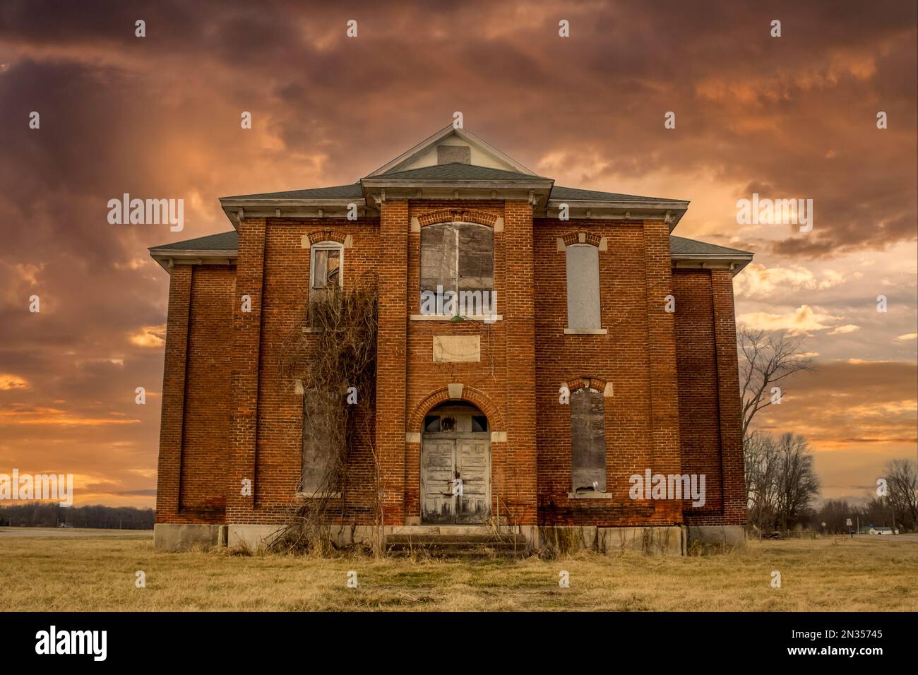 infestato edificio scolastico indiana Foto Stock