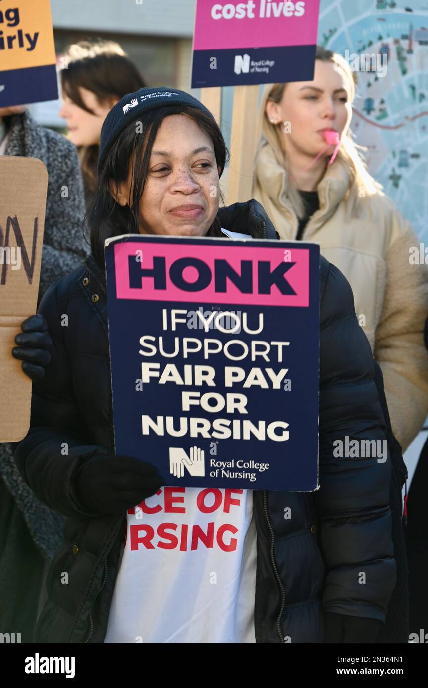 RCN Nurses Strike, St Thomas' Hospital, Londra. REGNO UNITO Foto Stock