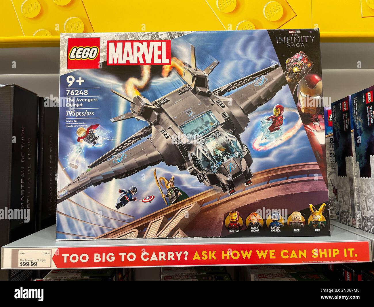 Il set di lego a tema Infinity Saga. Foto Stock