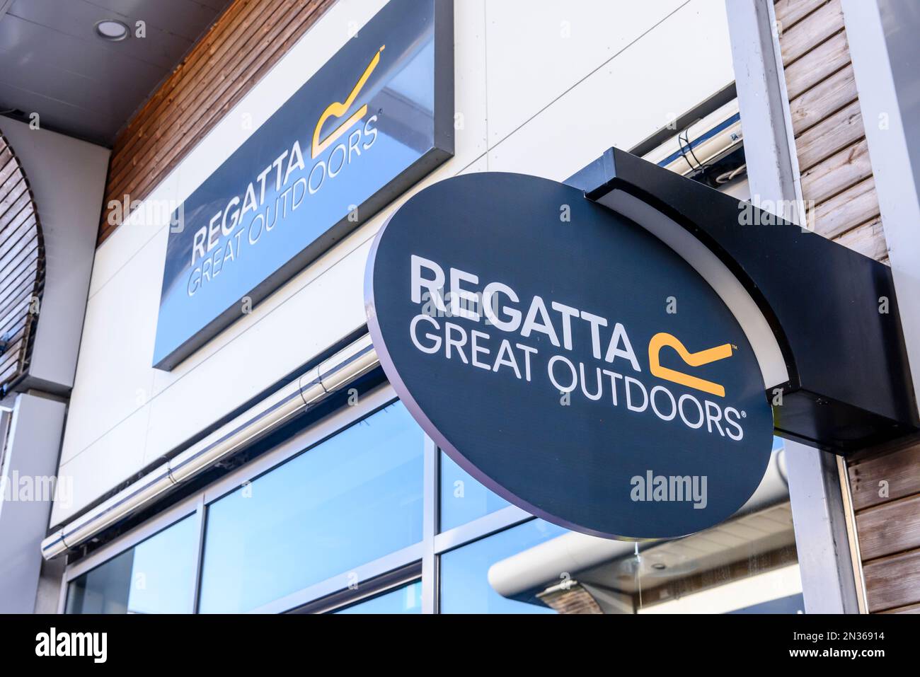 Negozio outlet Regatta, The Boulevard Outlet Center, Banbridge, Irlanda del Nord, Regno Unito, Regno Unito Foto Stock