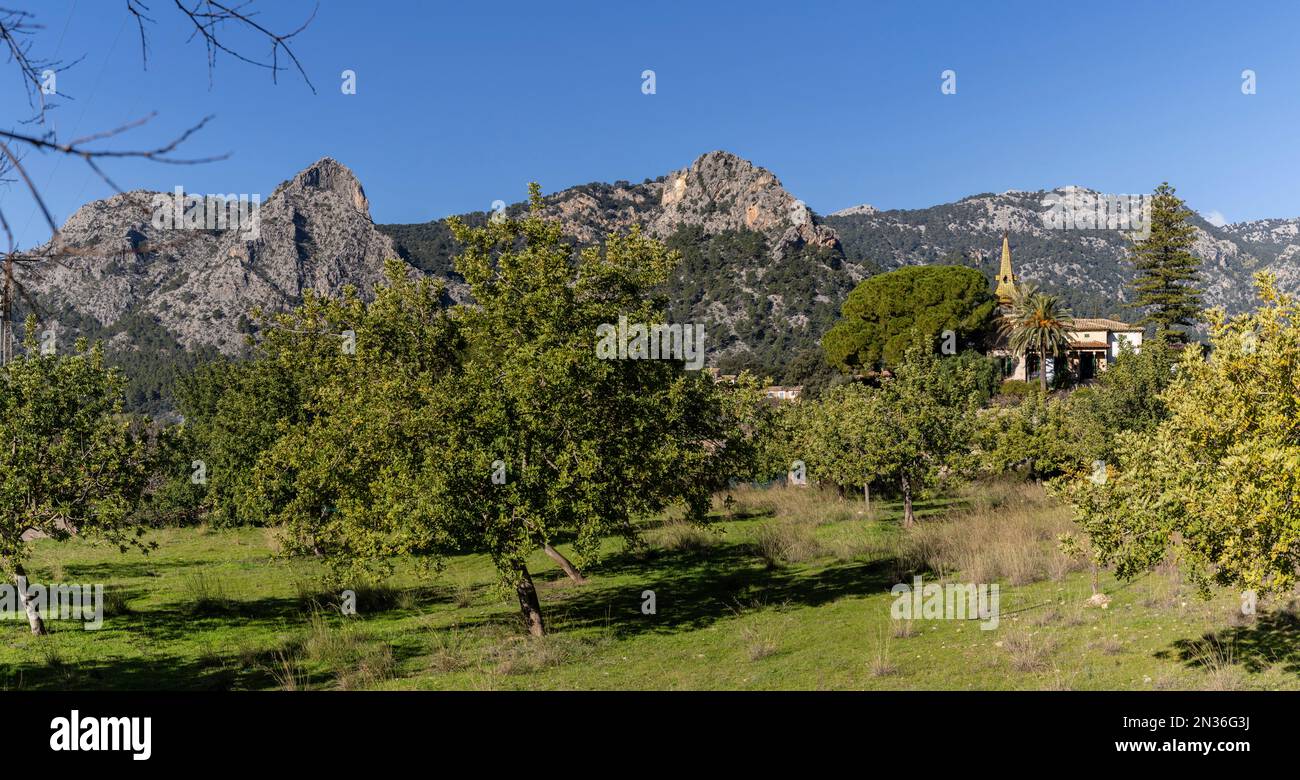 Villa Francisca, casa modernista, eretta nel 1908, Bunyola, Maiorca, Isole Baleari, Spagna Foto Stock