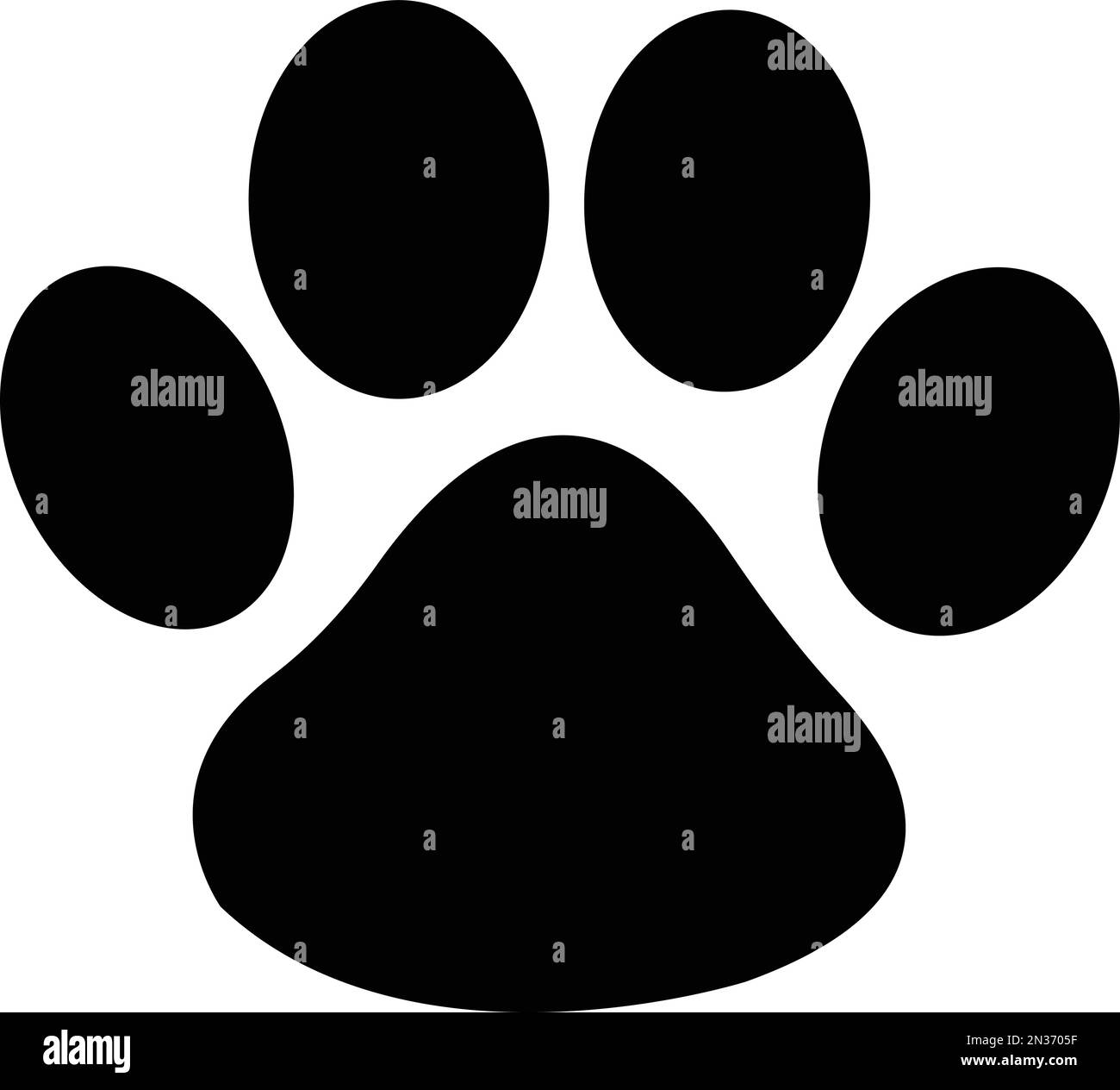Stampa Paw di cane, gatto, cucciolo di impronta animale domestico, icona di stampa piede animale Illustrazione Vettoriale