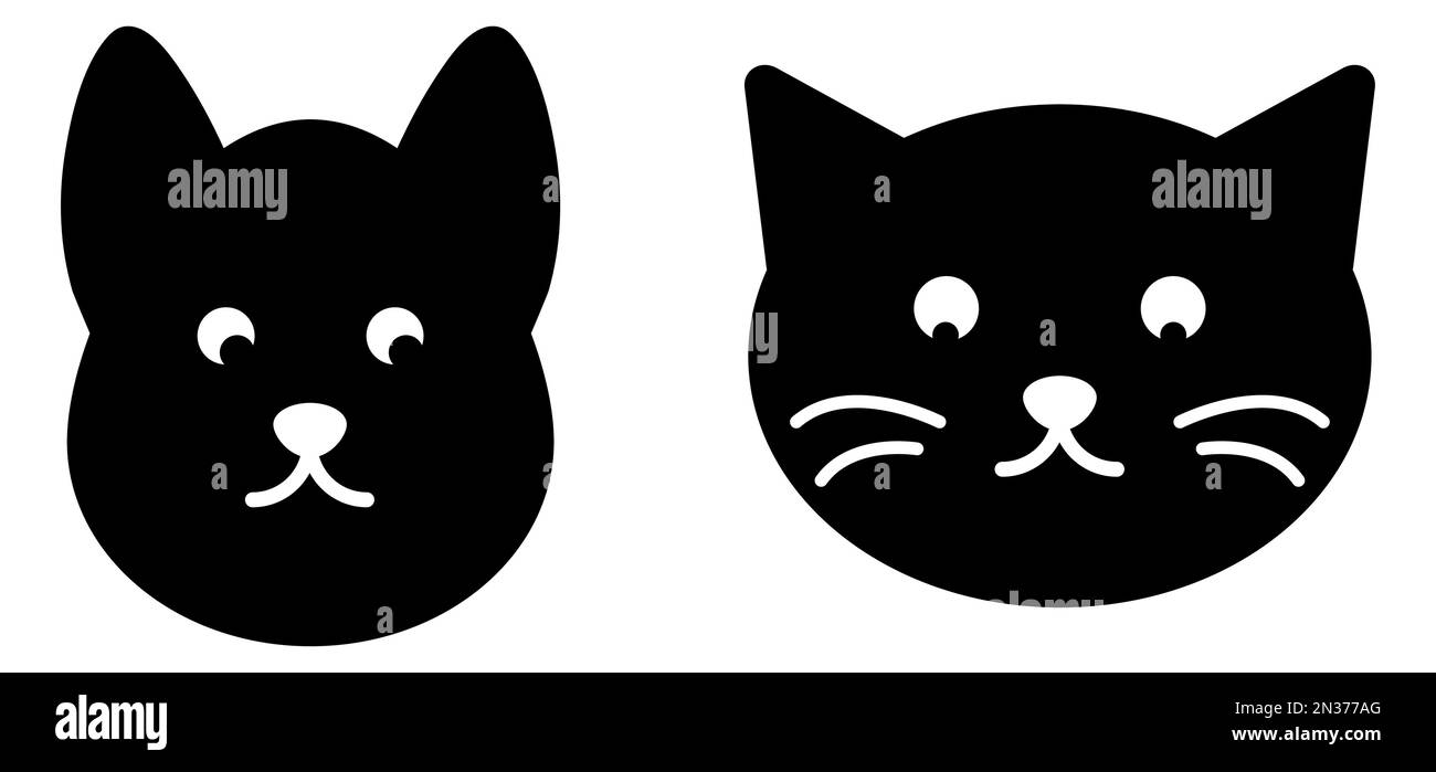 Icona testa di cane e gatto. Illustrazione vettoriale isolata su sfondo bianco Illustrazione Vettoriale