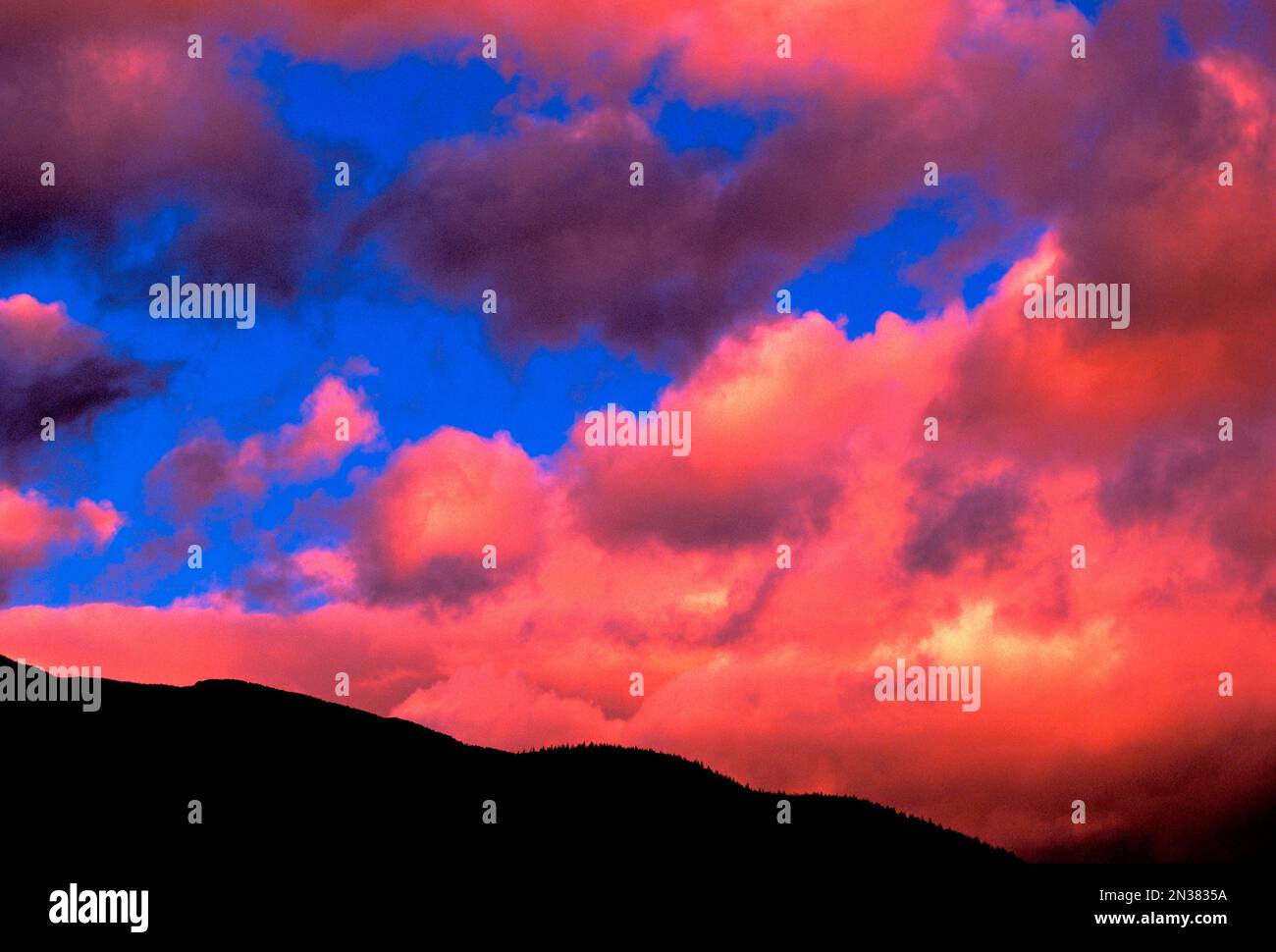 Le montagne e il cielo al tramonto White Mountain National Forest New Hampshire, STATI UNITI D'AMERICA Foto Stock