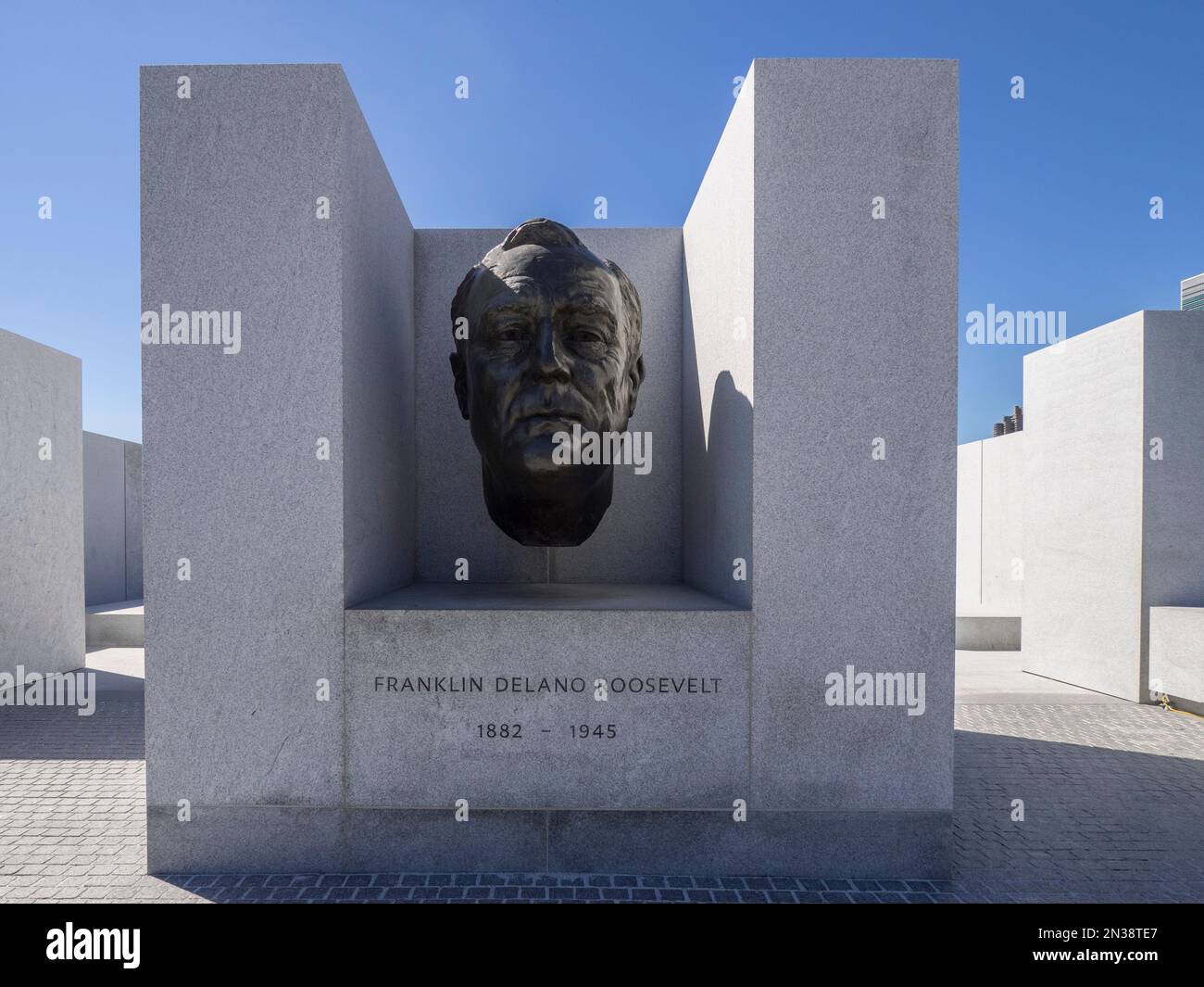 Monumento commemorativo a Franklin D. Roosevelt, Four Freedoms Park, Roosevelt Island, New York, USA Foto Stock