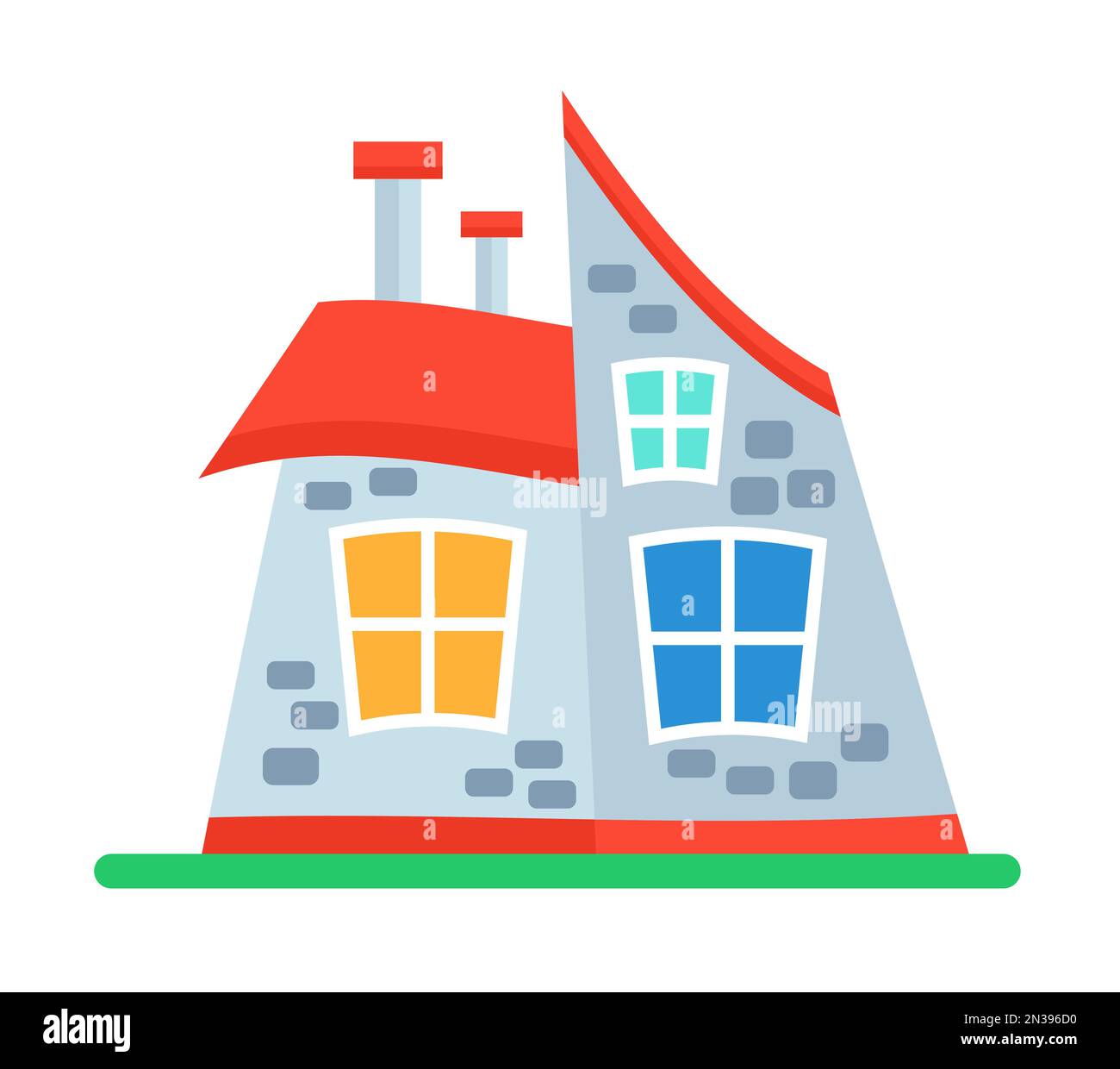 Accogliente casa di villaggio cartoon. Piccola posizione di campagna, disegno vettoriale di costruzione rurale Illustrazione Vettoriale