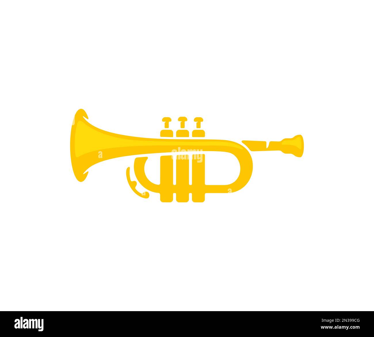 Tromba, cornetto, musica, strumento musicale, strumento a fiato, silhouette e design grafico. Musica, melodia, suono, musicista, jazz e sinfonia Illustrazione Vettoriale