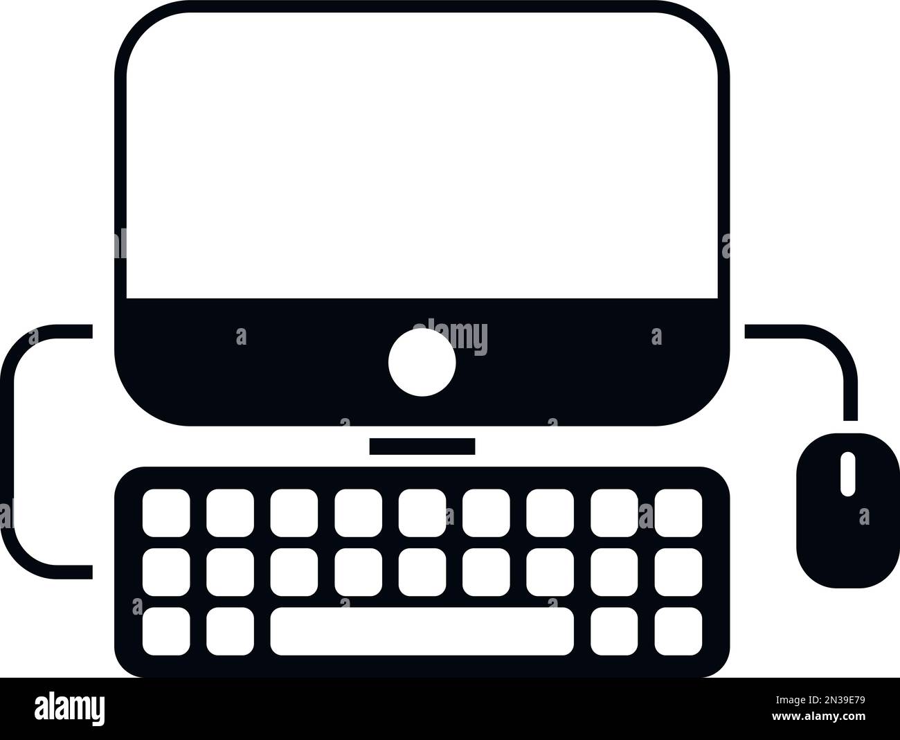 Icona del computer di lavoro vettore semplice. Ufficio SIT. Posizione della sedia Illustrazione Vettoriale