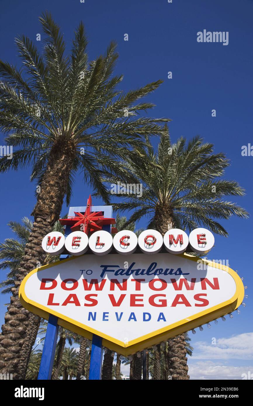 Benvenuti a Las Vegas segno, Las Vegas, Nevada, STATI UNITI D'AMERICA Foto Stock