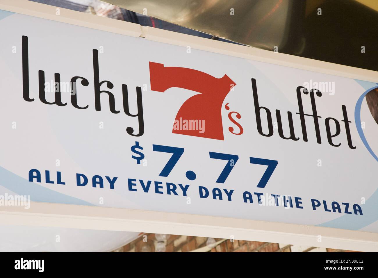 Lucky 7's Buffet, Plaza Hotel e Casinò, Fremont Street, Las Vegas, Nevada, STATI UNITI D'AMERICA Foto Stock