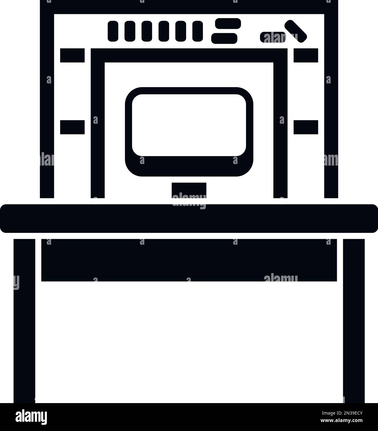 Monitor ergonomico Workplace icona Simple Vector. Postura di lavoro. Colonna vertebrale corretta Illustrazione Vettoriale