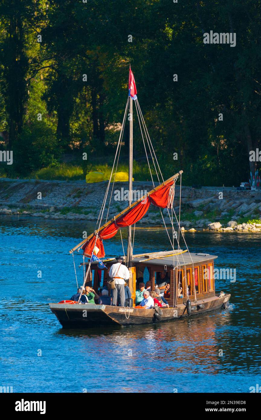 Francia, Loiret (45), Orléans, Loire Festival 2019, toue cabanée, tradizionale barca fluviale Foto Stock