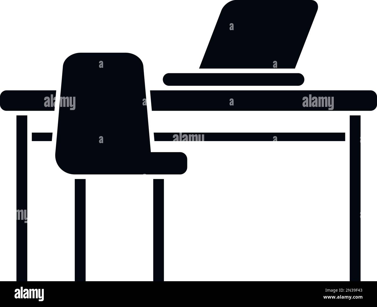 Icona del laptop Workplace vettore semplice. Ufficio SIT. Colonna vertebrale corretta Illustrazione Vettoriale