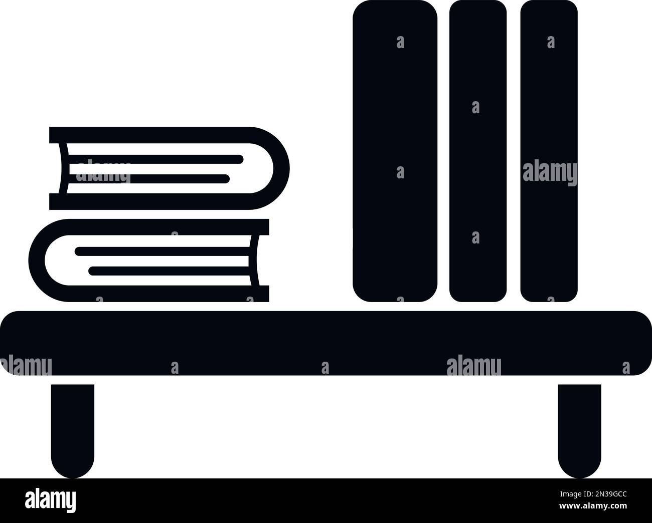 Icona tabella stack libro vettore semplice. Area di lavoro seduta. Lavoro corretto Illustrazione Vettoriale