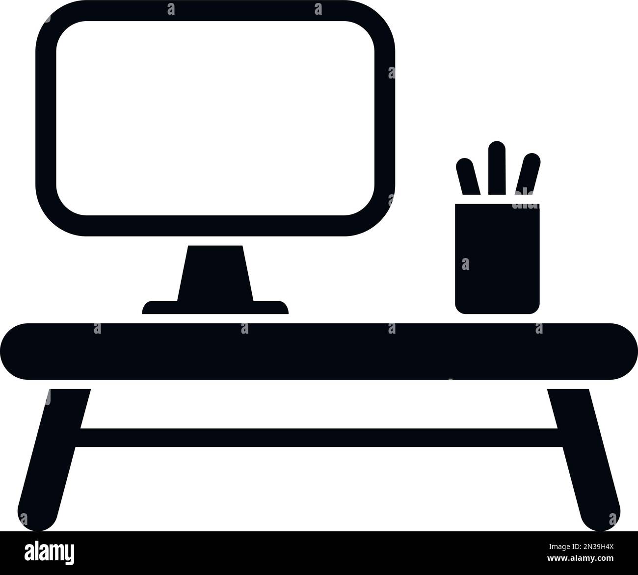 Lavorare su icona computer semplice vettore. Ufficio SIT. Posizione corretta Illustrazione Vettoriale