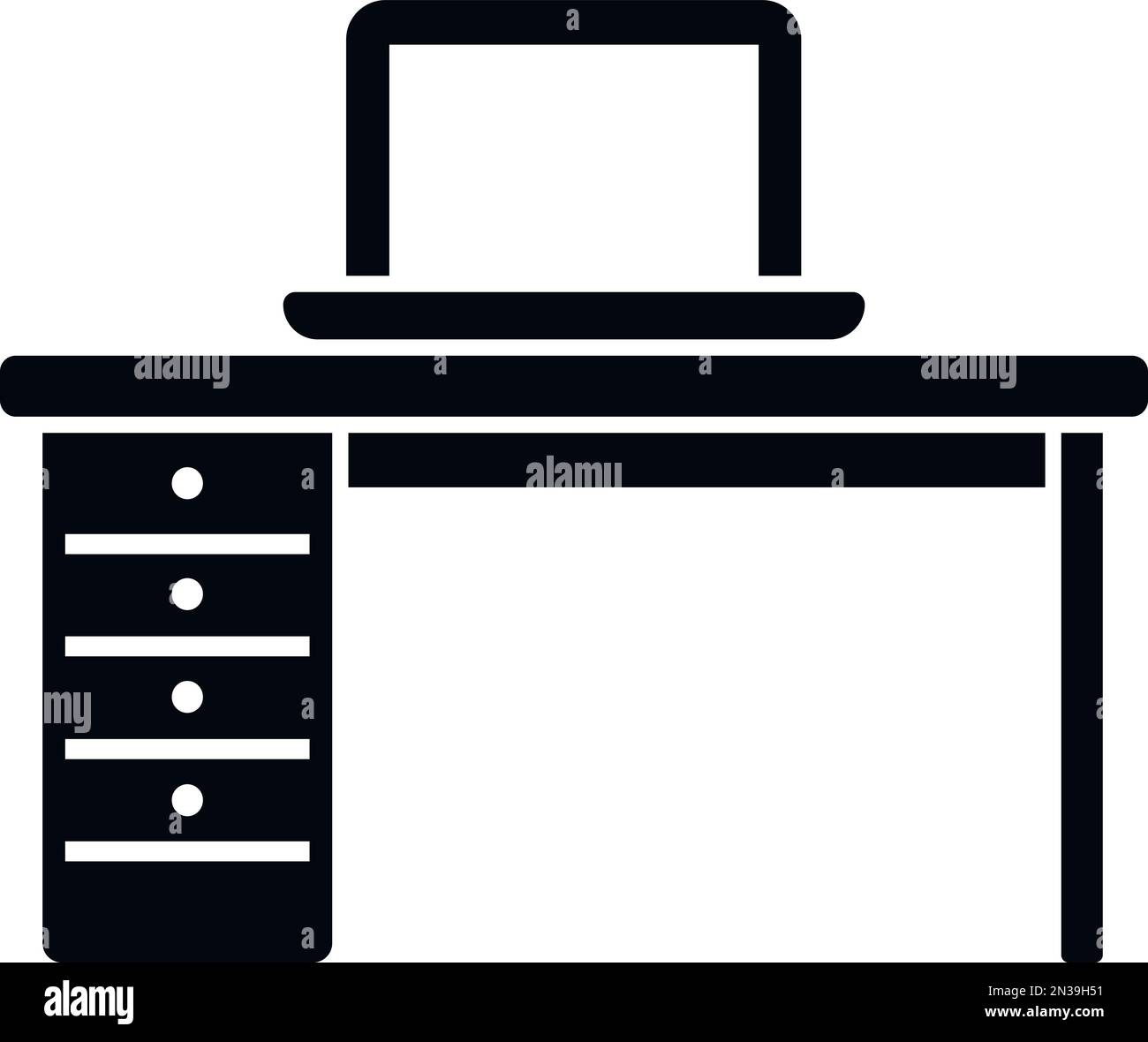 Icona di Office desk vettore semplice. Posizione seduta. Posizione di lavoro Illustrazione Vettoriale