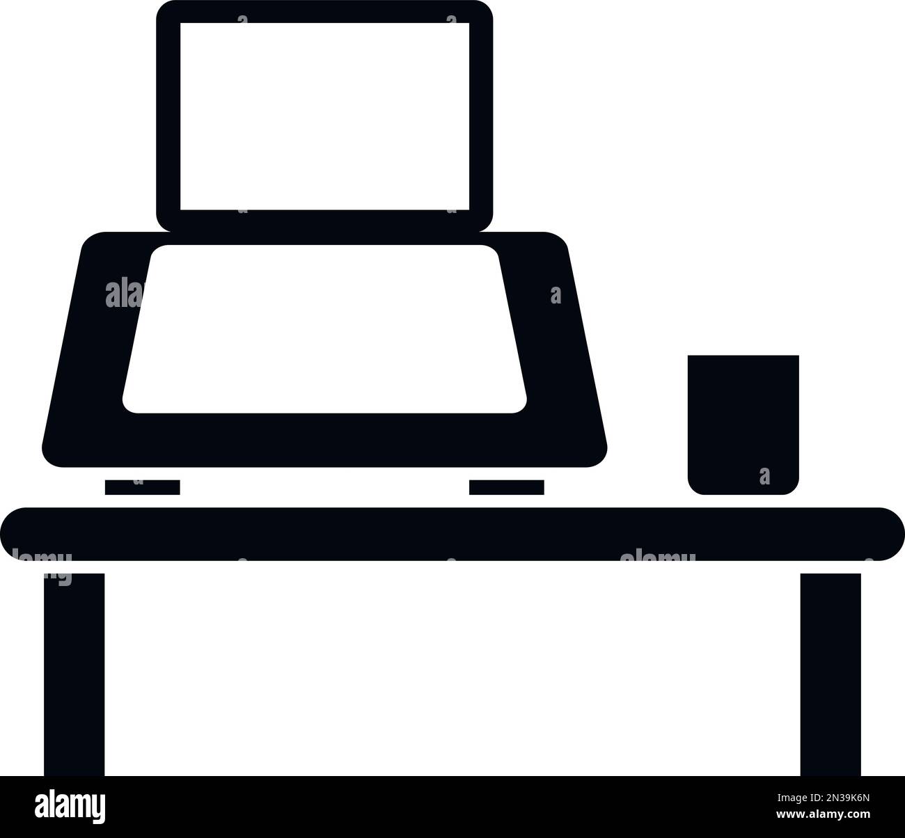 Icona ergonomica di posizionamento del laptop Simple Vector. Posizione seduta. Lavoro corretto Illustrazione Vettoriale