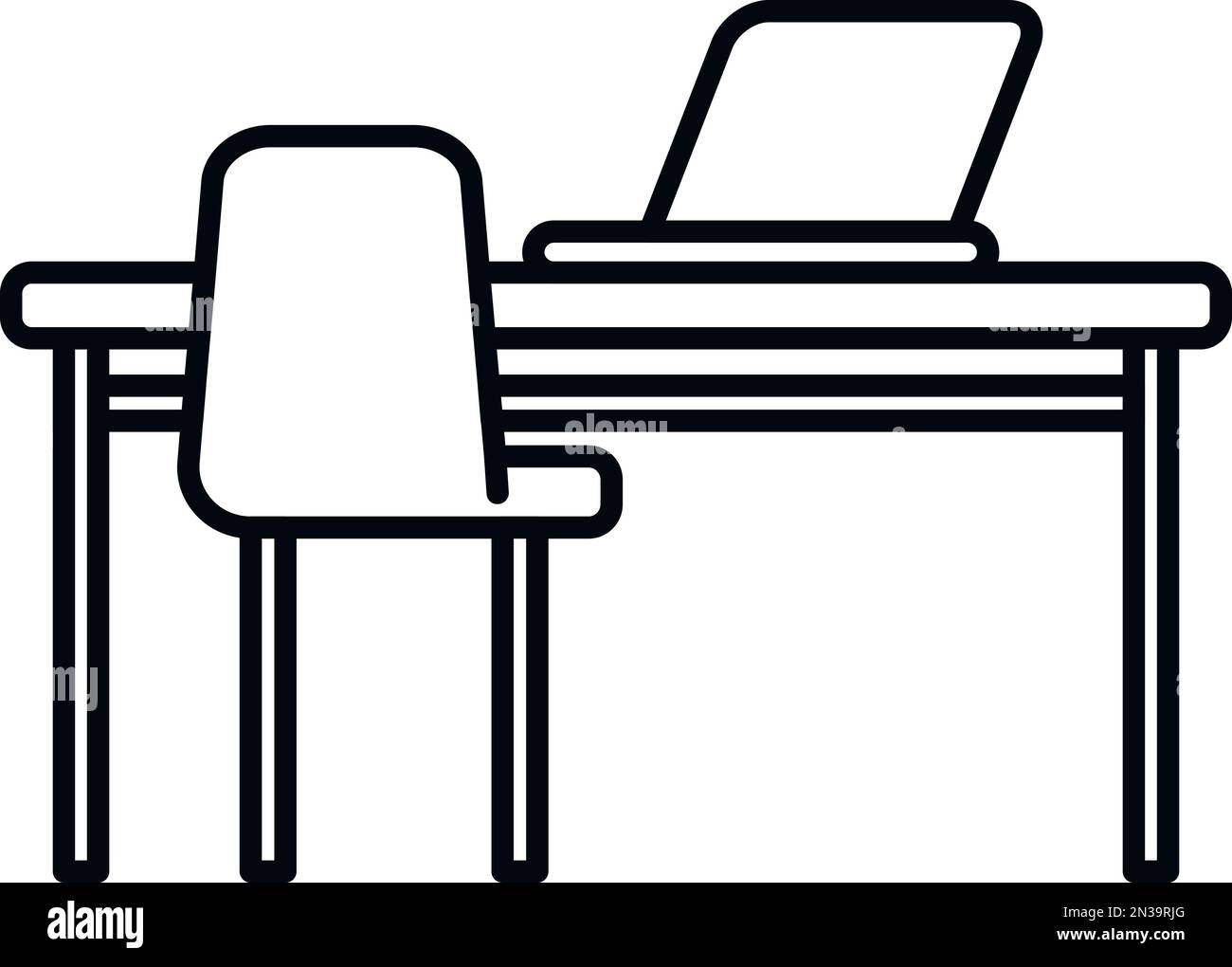 Vettore di contorno dell'icona dell'ambiente di lavoro del notebook. Ufficio SIT. Colonna vertebrale corretta Illustrazione Vettoriale