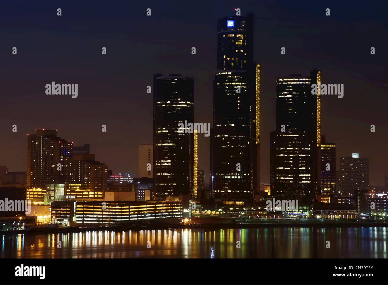 Skyline, Detroit, Michigan, Stati Uniti d'America Foto Stock