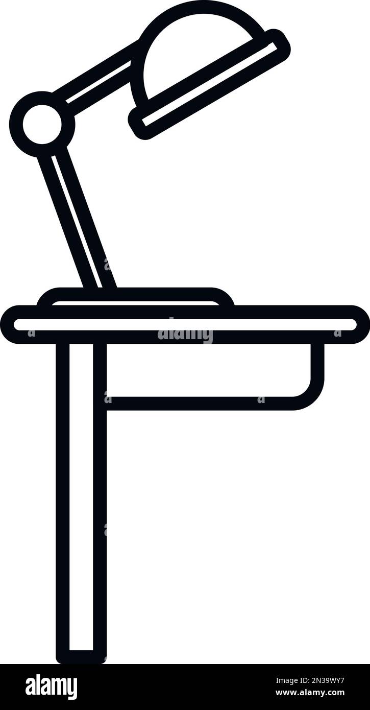 Vettore di contorno dell'icona della lampada dello spazio di lavoro. Ufficio SIT. Posizione corretta Illustrazione Vettoriale