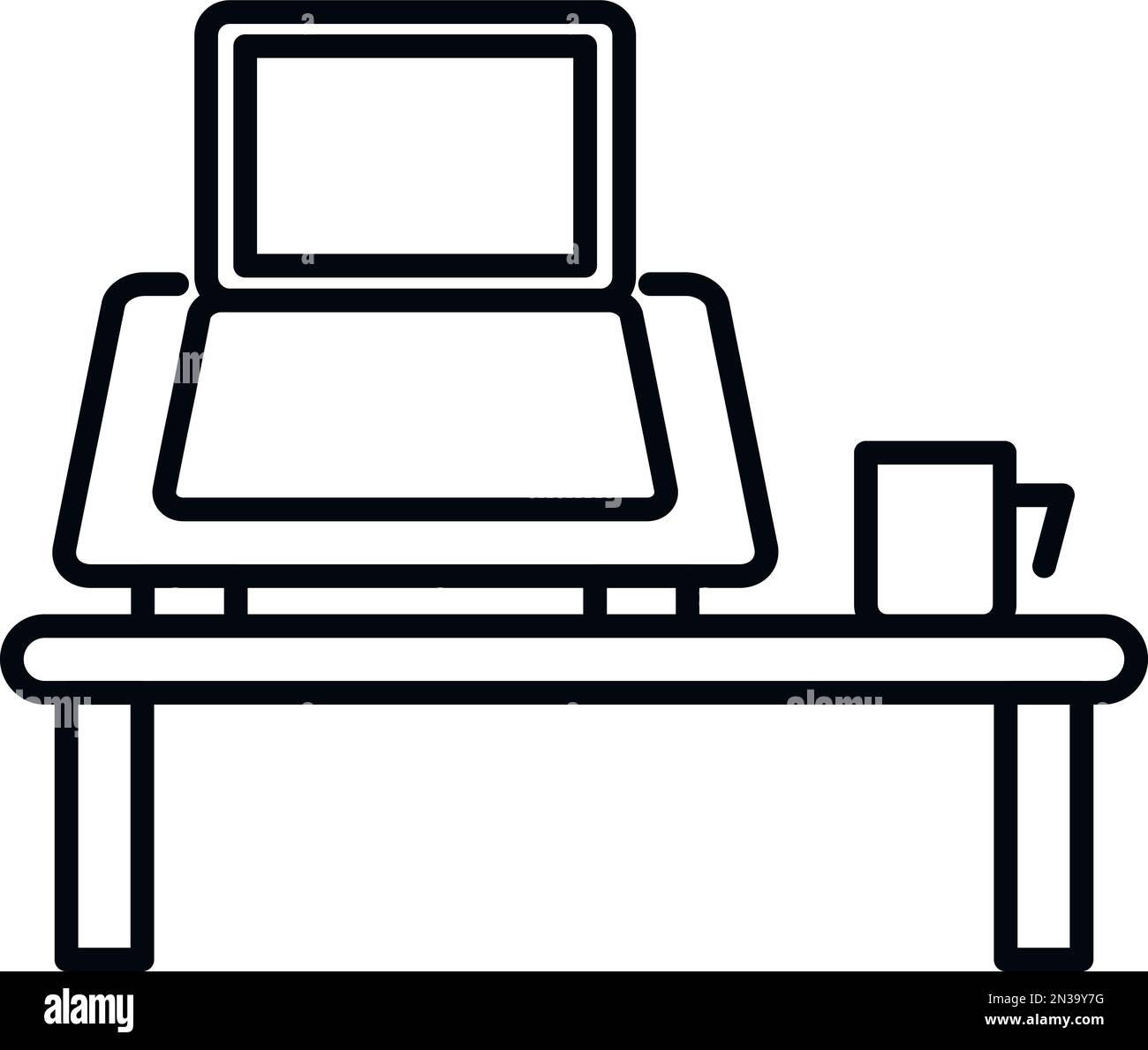 Icona ergonomica di posizionamento del computer portatile vettoriale. Posizione seduta. Lavoro corretto Illustrazione Vettoriale