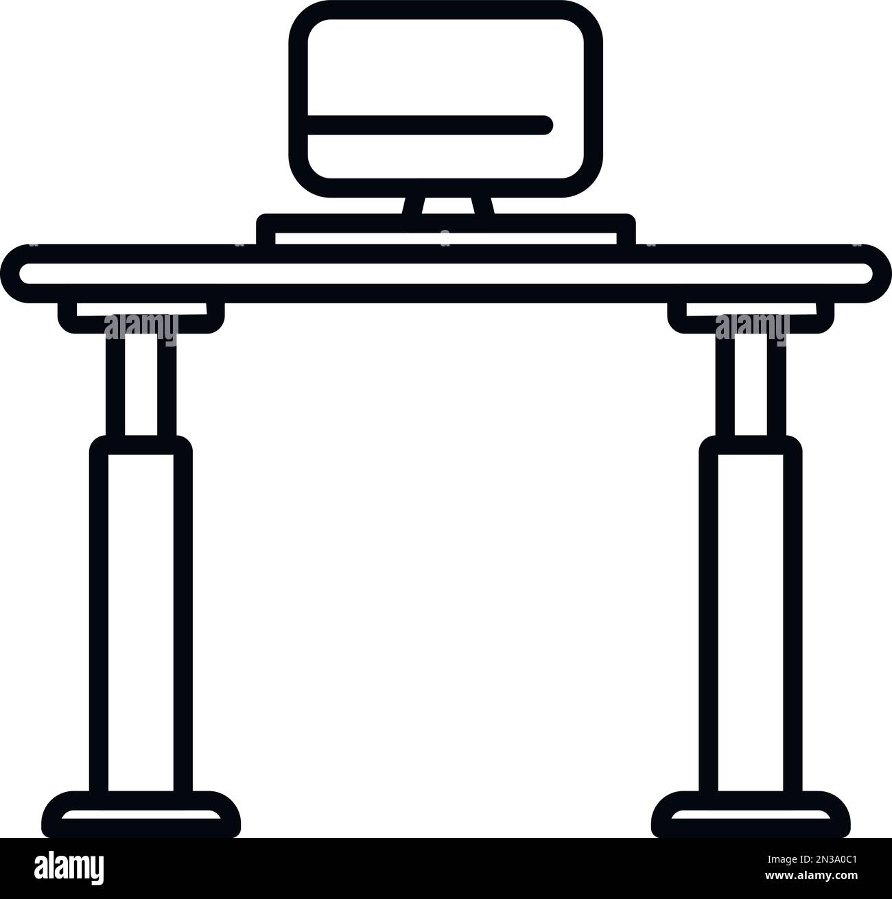 Vettore contorno icona tabella regolabile altezza. Ambiente di lavoro. Lavoro corretto Illustrazione Vettoriale