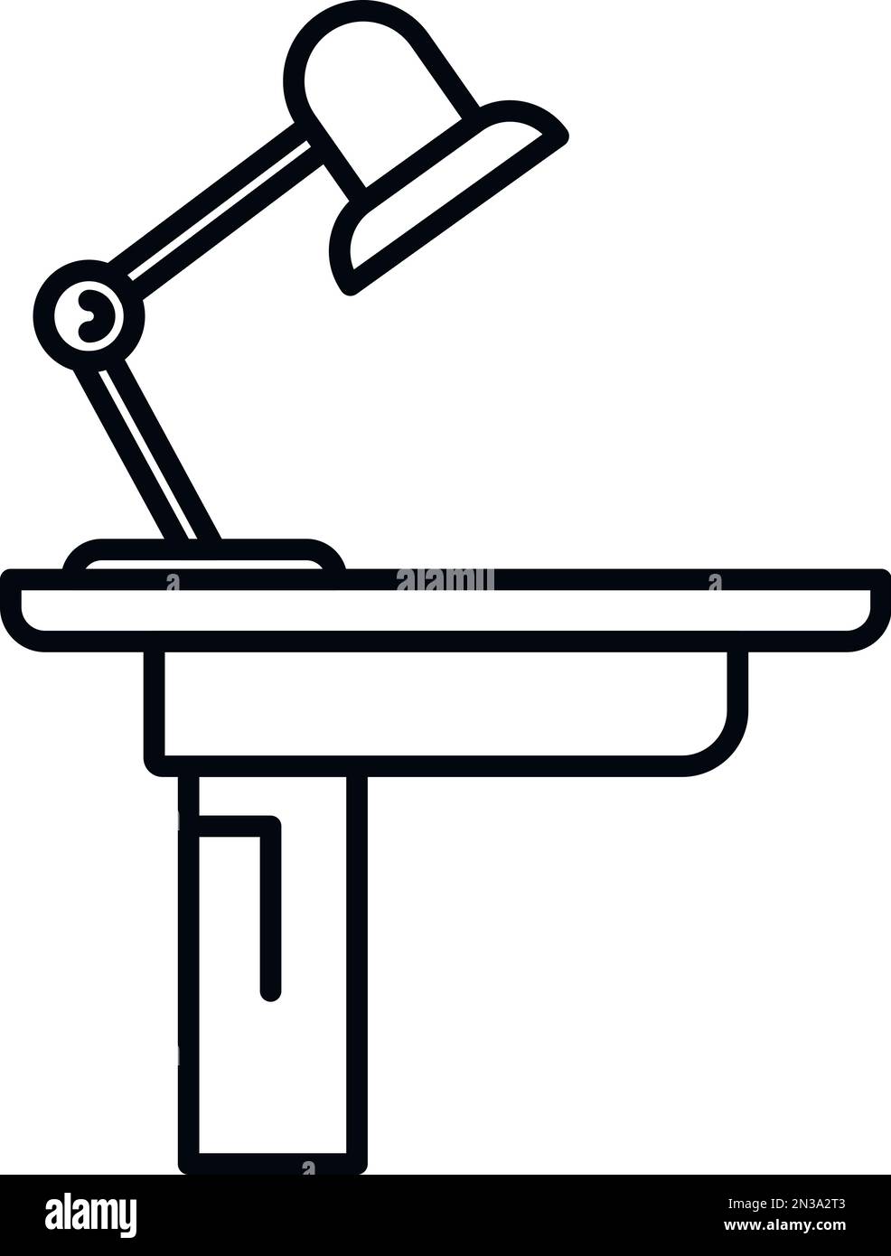 Icona della lampada da tavolo vettore di contorno. Ufficio SIT. Computer di lavoro Illustrazione Vettoriale