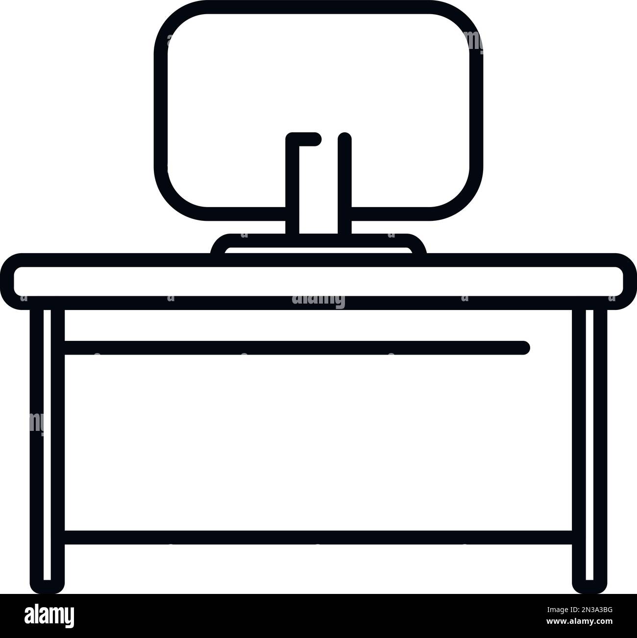 Vettore di contorno dell'icona Home desk. Ufficio sul luogo di lavoro. Posizione corretta Illustrazione Vettoriale