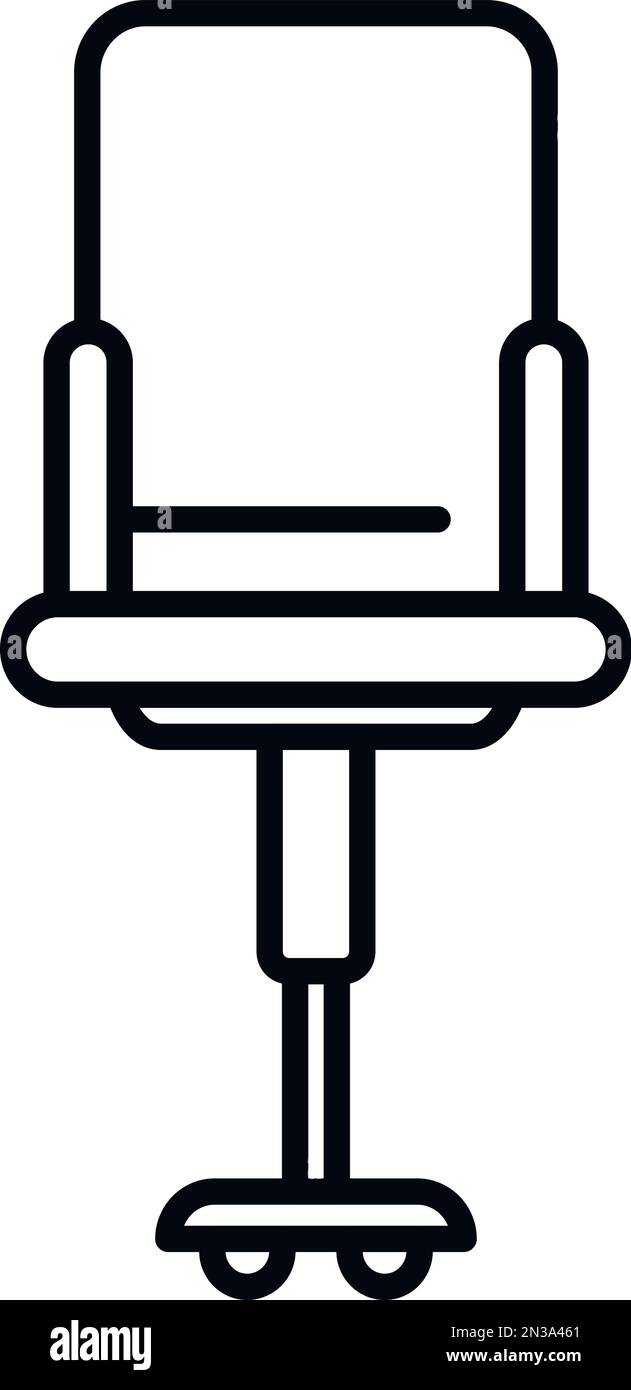 Sedia ergonomica icona vettoriale contorno. Tavolo da ufficio. Posizione corretta Illustrazione Vettoriale