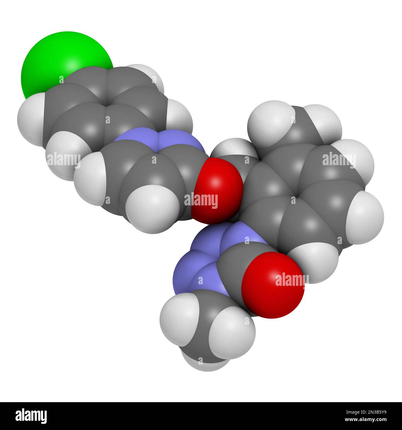 Molecola fungicida di metiltetraproolo. Rendering 3D. Gli atomi sono rappresentati come sfere con codifica a colori convenzionale: Idrogeno (bianco), carbonio (grigio), ox Foto Stock