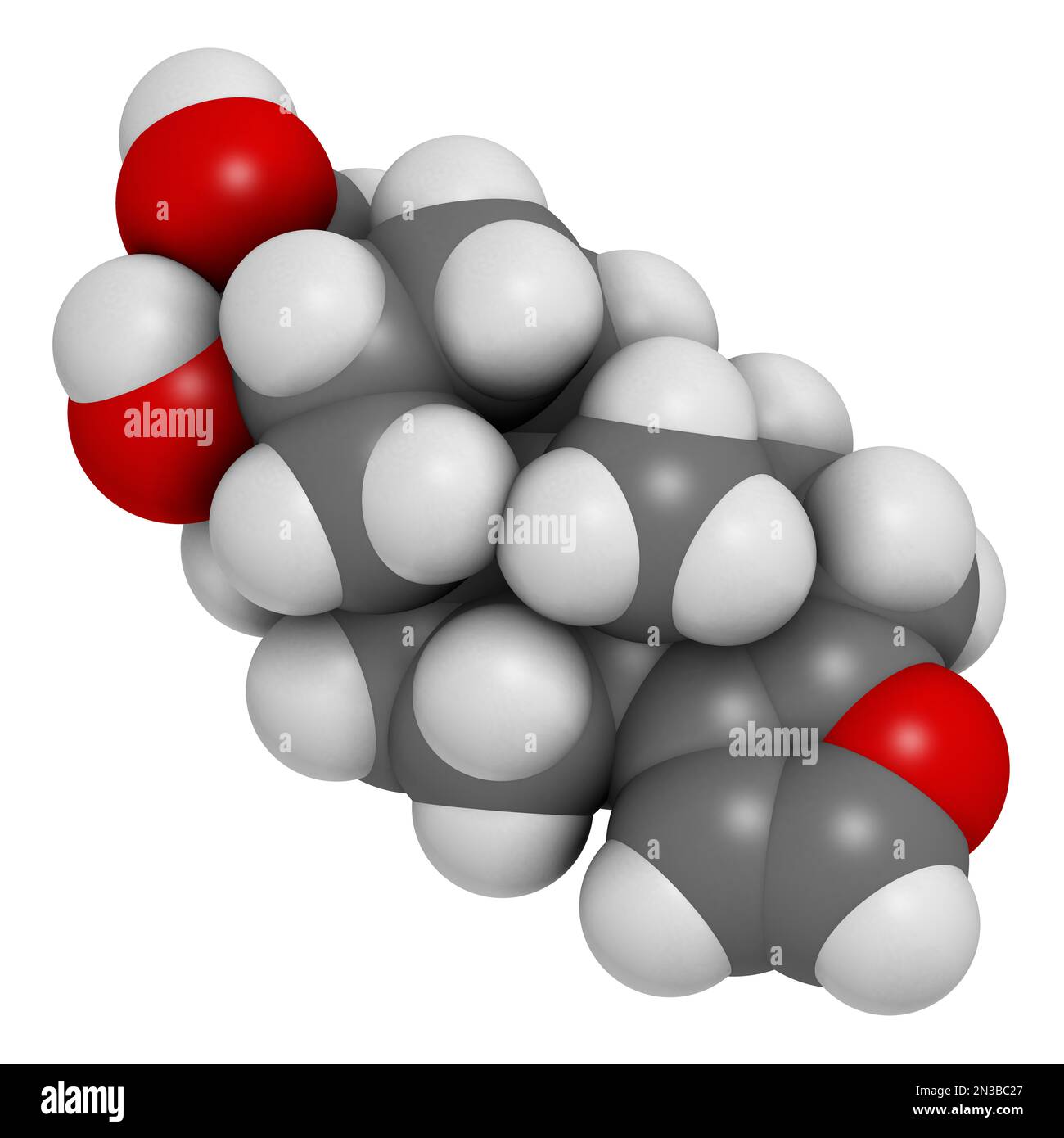 Caffè Cafestol molecola. Rendering 3D. Gli atomi sono rappresentati come sfere con codifica a colori convenzionale: Idrogeno (bianco), carbonio (grigio), ossigeno (rosso) Foto Stock