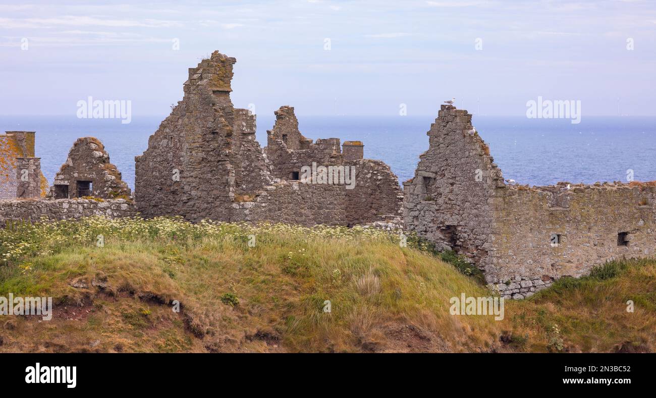 CASTELLO DI DUNNOTTAR, SCOZIA - Castello di Dunnottar, una fortezza medievale in rovina, sulla costa nord orientale vicino Stonehaven. Foto Stock