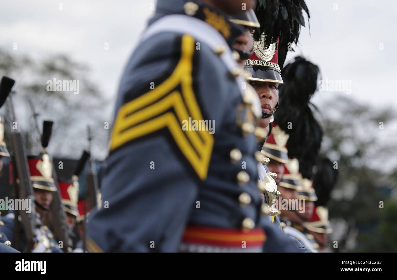 Philippine Military Academy cadets march during ceremonies on the 79th ...