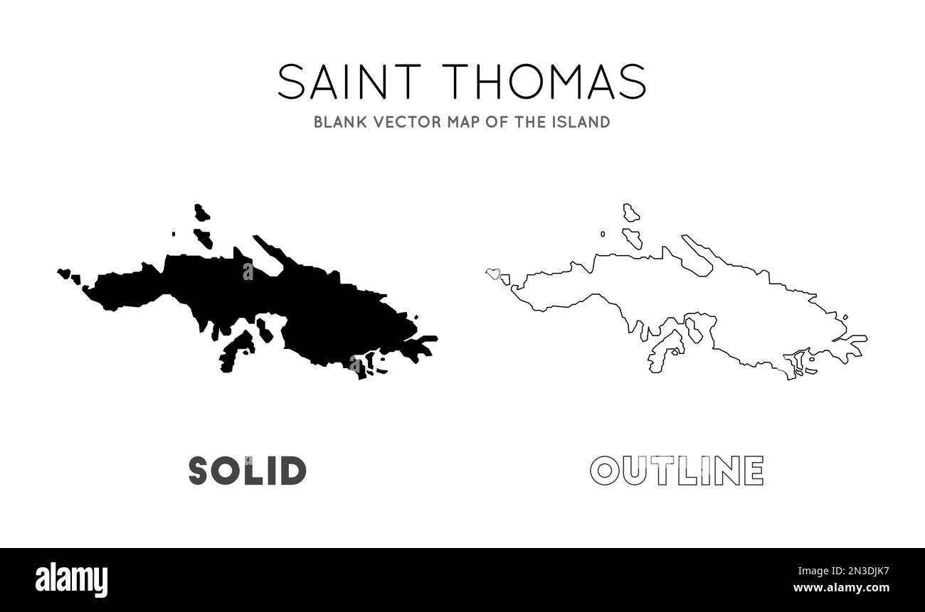 Mappa di San Tommaso. Mappa vettoriale vuota dell'isola. Confini di San Tommaso per la vostra infografica. Illustrazione vettoriale. Illustrazione Vettoriale