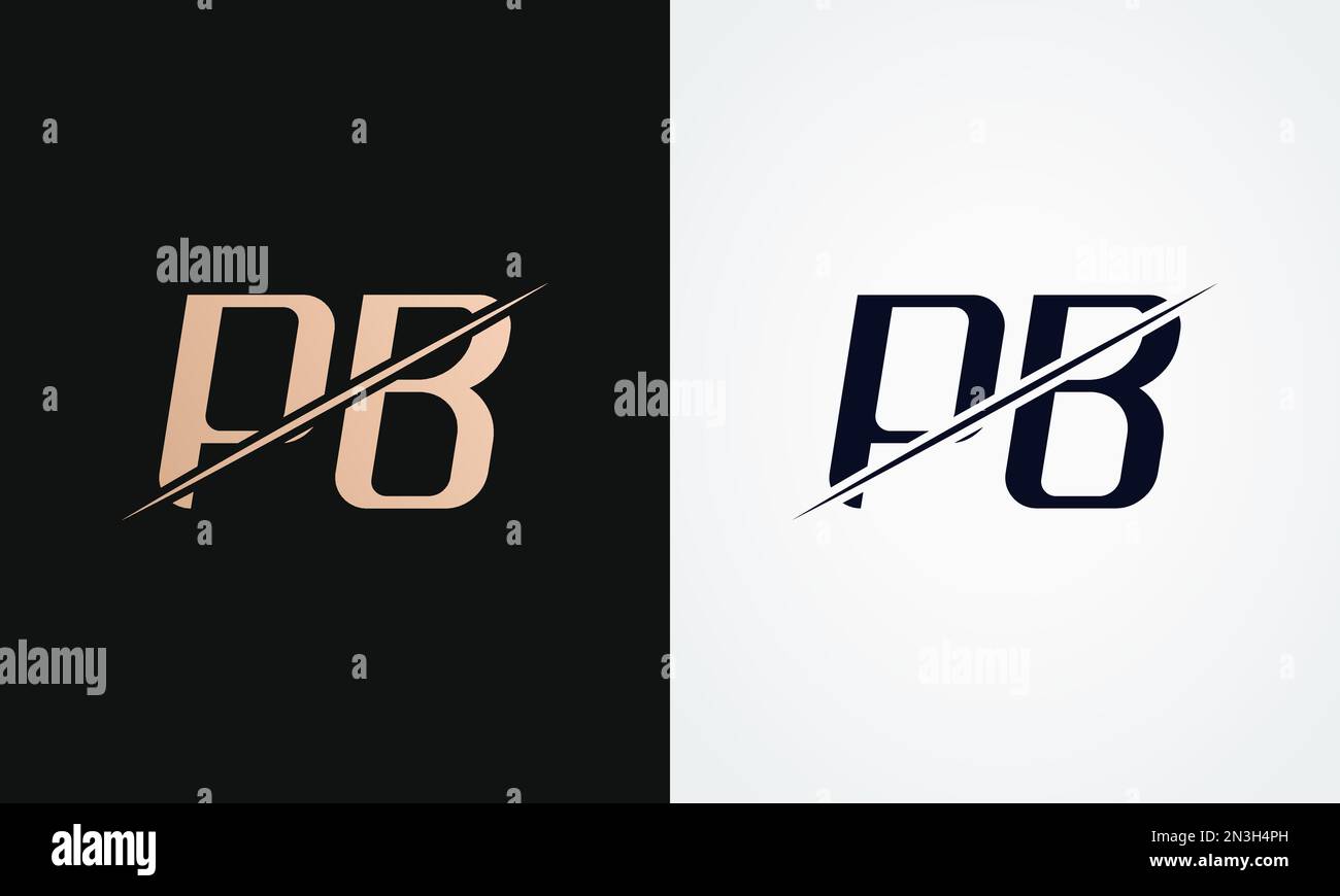 Modello vettoriale per il design del logo PB Letter. Logo Pb in oro e nero Illustrazione Vettoriale